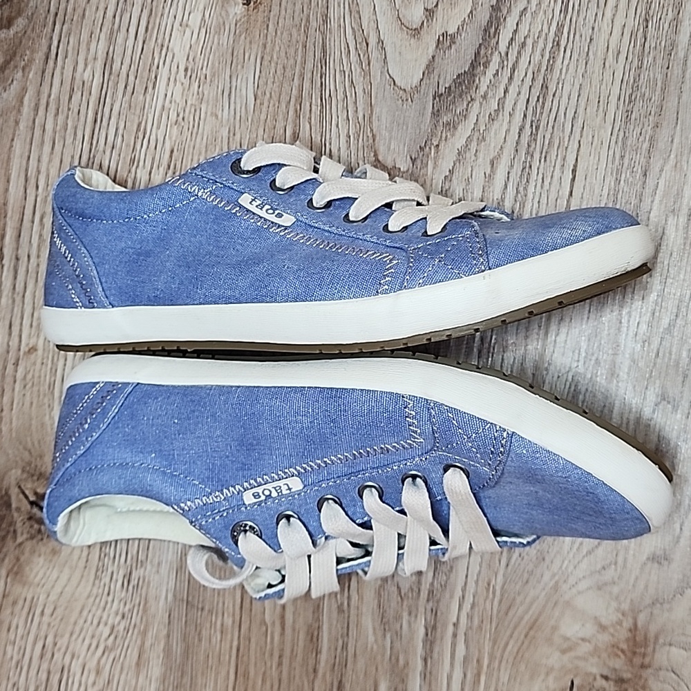Taos Womens Star Sneakers Light Blue White Trim Size 8 1/2 Tennis Shoes - Picture 6 of 11